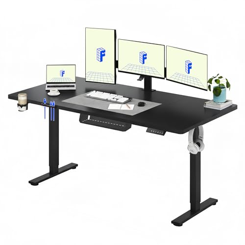 Bureau assis debout pour télétravail Flexispot 180x80 cm réglable noir