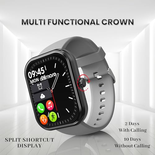 Image of GIZMORE Ultra Max 2.01 Inch Always-On-Big Display | 600 NITS Brightness & Split Screen | Rotating Crown| AI Voice Assistance | Health Suite | Bluetooth Calling Smart Watch for Men and Women (Gray)