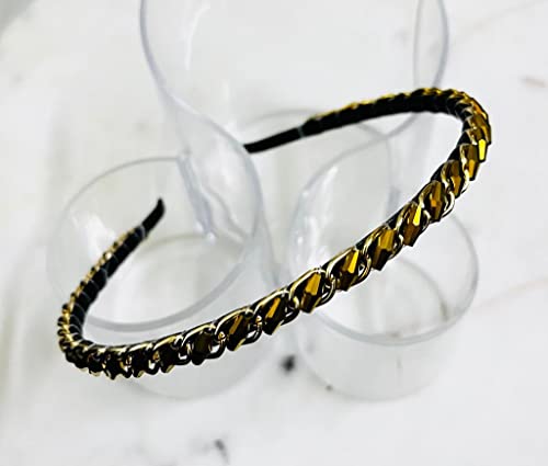 Image of Sleek Chain with Gold Drum Stone Fashion Chain Stones Hairbands for Girls & Women (Pack of 1)