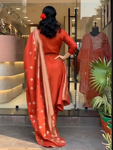 Image of Yashika Women's Silk Blend Jacquard Kurta and Pant with Dupatta Set and Khatali Work Suitable For Every Indian Occasion