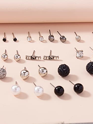 Image of Shining Diva Fashion 30 Pairs Combo Set Stylish Crystal Pearl Earrings for Women and Girls