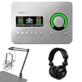 Universal Audio Apollo Solo Heritage Edition Desktop 2x4 Thunderbolt 3 Audio Interface + Broadcast Arm with Internal Springs and Integrated 10' XLR Cable + Closed-Back Studio Monitor Headphones