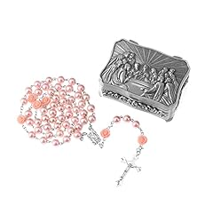 Pink Rose + Last Supper Rosary Box