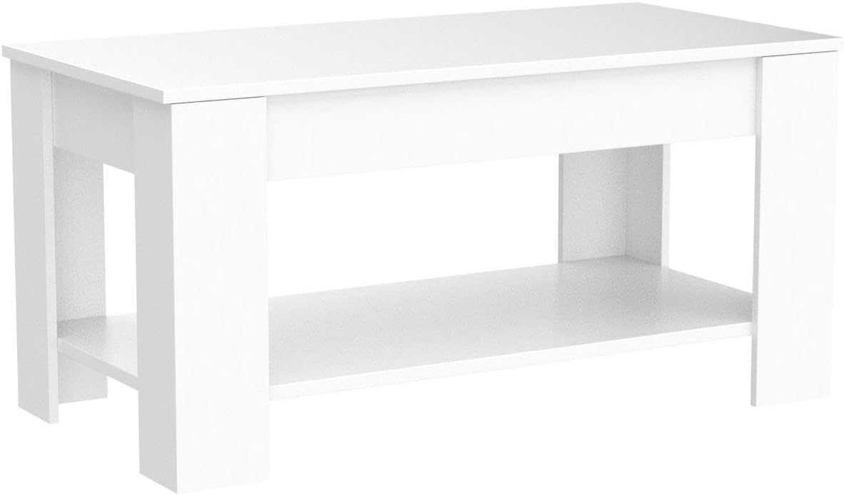 Modern Coffee Table, White, Lift Top, Wooden, Storage Shelf, 28x28x24 inches