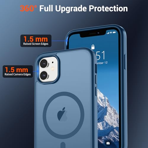 Image of SUPFINE Magnetic for iPhone 12 Case /iPhone 12 Pro Case (Compatible with MagSafe)(Military Grade Drop Protection) Slim Translucent Matte Shockproof with Anti-Fingerprint Phone Case,Deep Blue