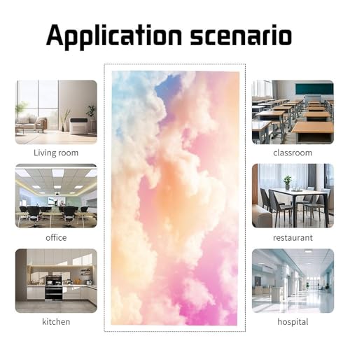Image of 2 Pack Fluorescent Light Cover for Ceiling Light Classroom- Rosy Cloud Magnetic Light Cover Fluorescent Light Shade Panel, Decorative Film Filter for Reducing Harsh Glare Home Decorations