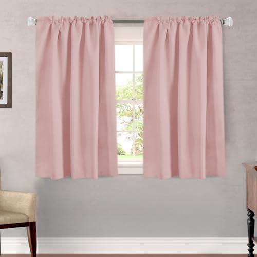 Image of H.VERSAILTEX Blackout Curtains Thermal Insulated Window Treatment Panels Room Darkening Blackout Drapes for Living Room Back Tab /Rod Pocket Bedroom Draperies (2 Panels, Baby Pink, 52 x 45 Inch)
