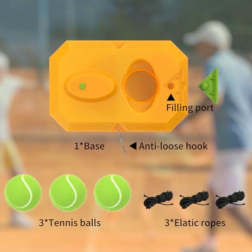 Image of Tennis Trainer Rebound Ball with 3 String Balls, Portable Tennis Training Tool Suitable for Beginners Sport Exercise-Blue