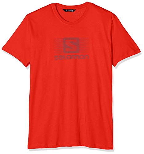Salomon, T-shirt à Manches Courtes pour Homme, BLEND LOGO SS TEE, Coton/Polyester, Rouge (Fiery Red), Taille : S, LC1058400