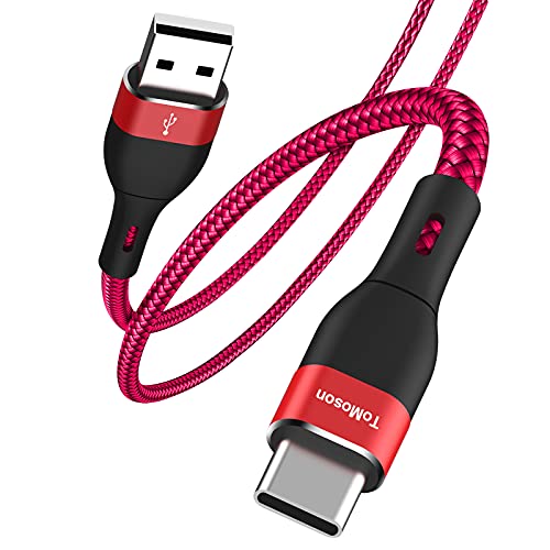 Type C Charger 3Pack 6FT, 3A Fast Charging USB C Cable, Nylon Braided USB C Charger Cord for Samsung Charger Type C Android Phone Charger Cables Galaxy LG PS5 Controller and More USB C Charger (Red)