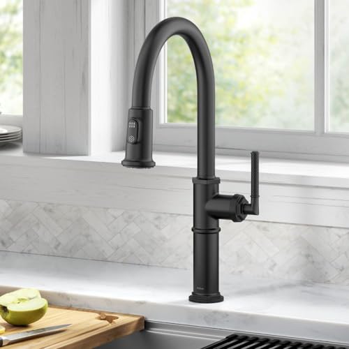 KRAUS Allyn Traditional Industrial Pull-Down Single Handle Kitchen Faucet in Matte Black, KPF-4100MB - image 2