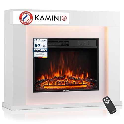 KAMINIO Cheminée Electrique Matti - Cheminée Électrique sur Pied avec Chauffage, Effet de Flamme 3D, lumière d'ambiance LED, télécommande - 38 Pouces...