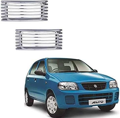 Bigwheels (Set Of 2Pc Stylish Car Side Lamp/Indicator Rim Sticker Grill/Jali Type Chrome Finishing Silver Cover Color Auto Car Exterior Accessories Suitable For Maruti Alto Type 2 (2006-2012)
