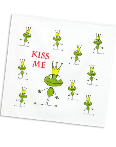 KRACHT, Geschirrtuch Frottier, Druck Froschkönig-Kiss me, 50x50 cm, 100% Baumwolle