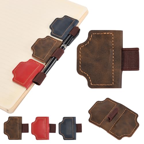 3PCS Magnetic Bookmarks with Pen Holder Leather Pen Holder Bookmark for ReadersBest Gift for Book Lovers Convenient Reading Accessories.