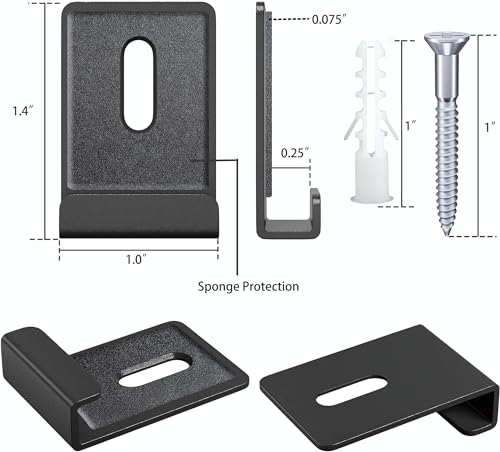 Image of Mirror Hanging Kit - 4Pcs Metal Mirror Clips with Screw, Wide Channel Mirror Hanger Clip Kit for Frameless Mirrors. Heavy Retainer Clips for Wall Mounting.