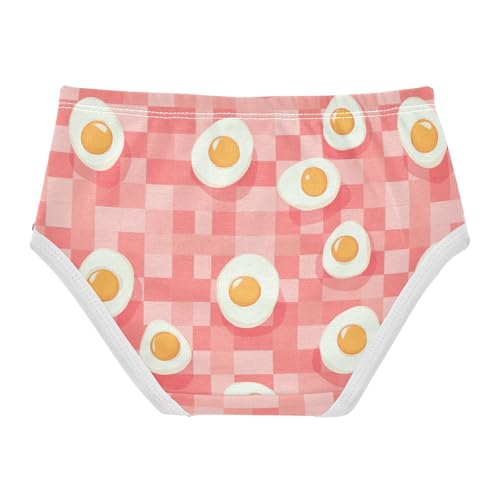Wusikd Fried Eggs Girls' Underwear Cotton Checkered Red Girls Briefs Soft Toddler Underwear 2T2