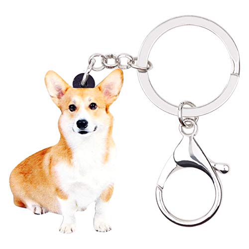 WEVENI Acrylic Pembroke Welsh Corgi Dog Keychain Pet Keyring Novelty Jewelry For Women Girls
