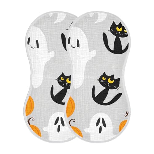 4 Pack Baby Burp Cloths, Soft Absorbent Burping Cloths for Babies, Cotton Milk Spit Up Rags, Large Size for Newborns, Baby Boys and Girls (Playful Black Cats)3