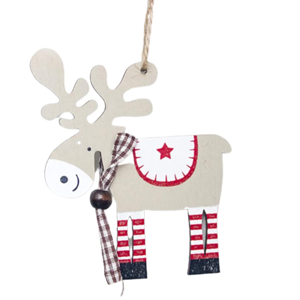 Kalttoy Grey Wooden Deer Ornaments Tree Wood Elk Pendants For Tree Garland Christmas Decorations Ornaments Decor Christmas Decorations For