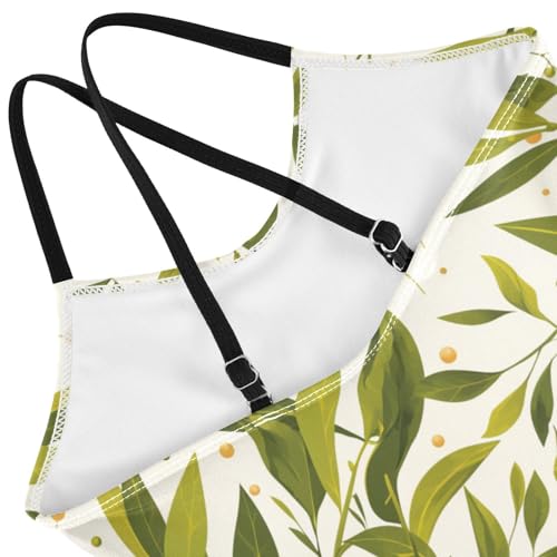 KLL Green Branch Olive Seamless Pattern Toddler Girls 1 Piece Swimsuit Summer Swimwear Adjustable Shoulder Strap Quick-Dry4