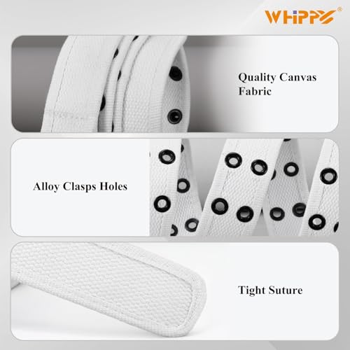 Image of WHIPPY Canvas Double Grommet Belt Unisex Casual Double Prong Belt for Men Women for Jeans Pants