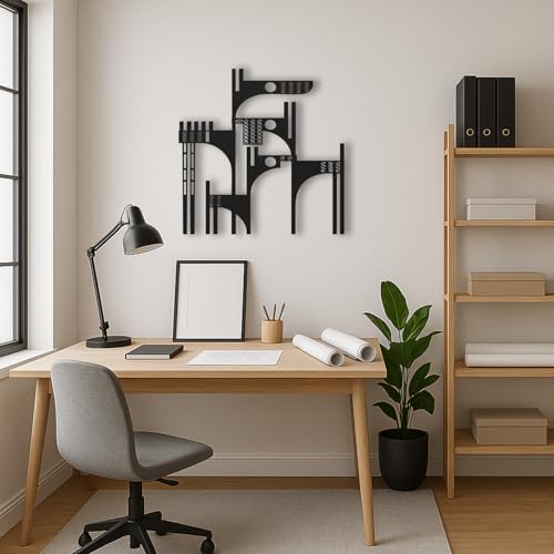 Décoration murale en métal de style silhouette géométrique noire - 6