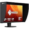 EIZO ColorEdge CG2700S-BK – Monitor Profesional – 68,5 cm (27 Pulgadas) (HDMI, concentrador USB, USB – C, RJ – 45 LAN, conmutador KVM, DisplayPort, 2560 x 1440, 99% AdobeRGB, 98% DCI – P3), Negro