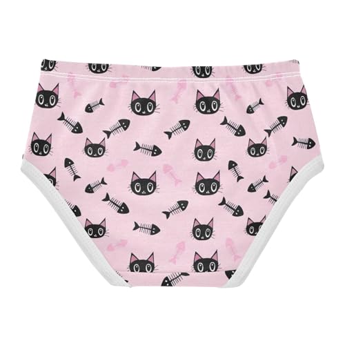 Cute Black Cats Fish Skeletons Pink Girl Panties Cute Toddler Girls Underwear Cotton Designer Briefs Girls Undies 2t2