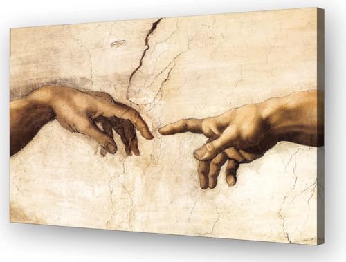Wallpicss Vintage Renaissance Creation of Adam Wall Art Famous Painting Posters Framed Prints Hand of God Wall Art Canvas Wall Hanging Picture Wall Decor 12x18 inches