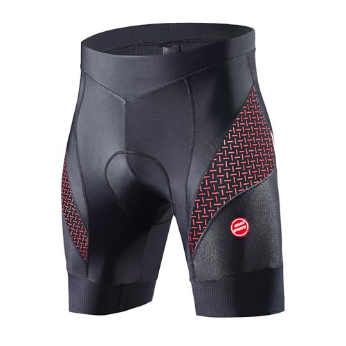 Men's Cycling Shorts Padded Bicycle Riding Half Pants Bike Biking Cycle Tights BlackRed