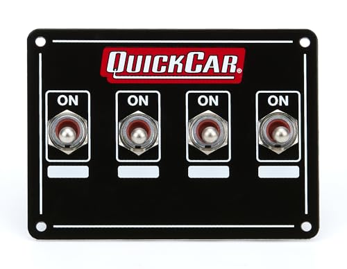 Image of QuickCar Racing Products Switch Panel, Weatherproof, Dash Mount, 4-1 /8 x 3 in, 4 Toggles, Black, Each