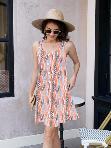 Image of ETCYY Sun Dresses for Women 2026 Vacation Beach Swimsuit Coverups Sundresses Button Down Sleeveless Summer Dress