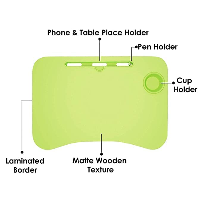 SATION Smart Multipurpose Foldable Laptop Table with Cup Holder, Study Table, Bed Table, Breakfast Table, Foldable and Portable/Ergonomic & Rounded Edges/Non-Slip/= (Green) - Image 3