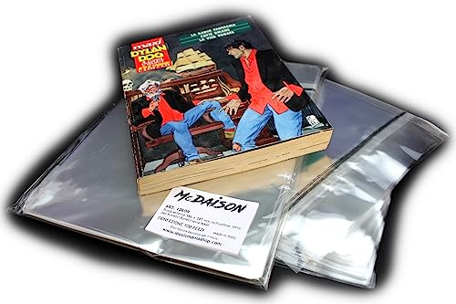 Bellissime buste per fumetti in polipropilene lucido trasparente effetto “a specchio” con linguella adesiva richiudibile. La busta è fatta con polipropilene di ottima qualità, priva di acidi che potrebbero danneggiare il fumetto
