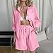 2 Piece Sets for Women Lounge Wear Matching Two Piece Pajama Fashion Oversized Shirts and Shorts Spring Outfit 2025 Pink