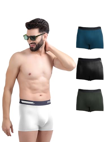 Image of Freecultr Men's Underwear Micromodal Airsoft Trunk - Anti Bacterial, No Itch, No Chafing, Sweat Proof & Ultra Soft Fabric (Pack of 4) | Mens Underwear Combo Pack of 4