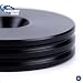 PrecisionGeek Lautsprecher-Schwingungsdäm... Durchmesser 20mm, schmale Form mit dekorativen seitlichen Rillen für HiFi-Halterung, Schränke, Soundbars (Schwarzer Stahl - Ø20mm - 8er Pack)