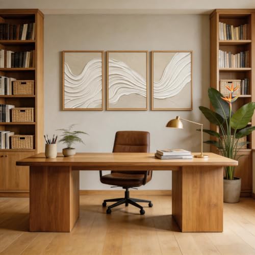 Image of CHDITB 3D Small Wave Relief Wall Art,Neutral Earth Tone Textured Wall Decor