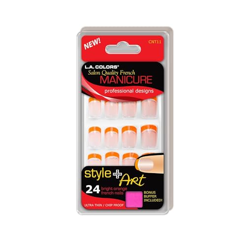 Image of L.A. COLORS Fashion Nails (carded), 24 Hot Orange French Nails CNT11A