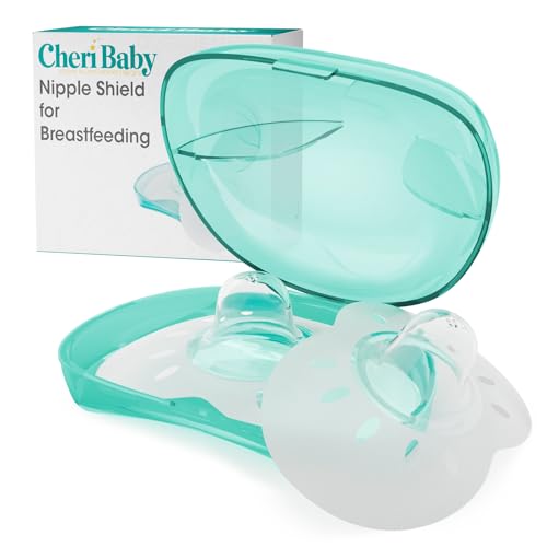 CheriBaby Nipple Shield, Contact Nipple Shield for Breastfeeding with Difficulty Sucking or Flat or Inverted Nipples, 1 Pair with Carrying Case, 100% Food Grade Silicone, BPA/BPS Free, 20mm