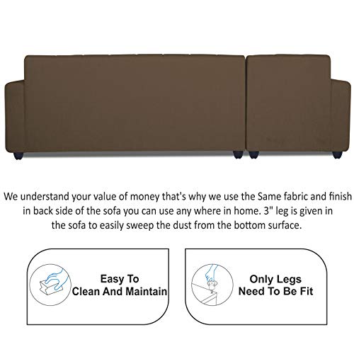 Image of Adorn India Rio Highback L Shape 6 Seater Sofa Set (Left Side Handle) (Camel)