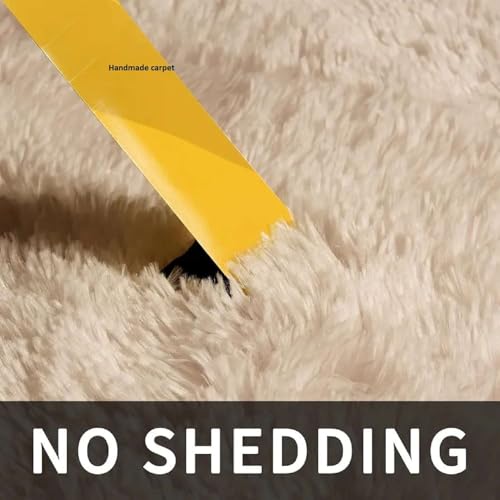 Image of Rectangular Ultimate Softness with 4x6 feet Skin Beige Fluffy shag Carpet Thick 2-inch Plush fibers,Soft Luxurious Pile,Anti-Slip Backing,Nursery,Living Room,Indoor Modern Home decor