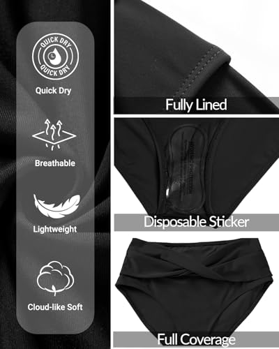 Women Full Coverage Bikini Bottom - V Cut Bathing Suit Bottoms Mid Waist Twist Front Swimsuit Bottom Swimwear 20254