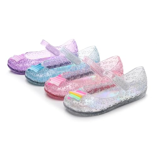 Casual Shoes Girls Jelly Sandals Solid Color Hollow Sandal Girls Soft Soles Anti-Slip Beach Shoes(Red,4.5-5 Years)2