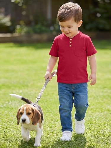 Image of Poroka 4 Pack Baby Boys and Toddlers Cotton Short-Sleeve T-Shirts Pocket Button Crew Neck Tee Short-Sleeve Shirts