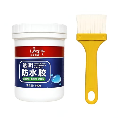 Image of Crack Seal Glue 300gm with Brush Transparent Waterproof Resin Epoxy for Roof Leakage Crack Seal Agent Roof Water Leakage Solution Water Proof Glue for Waterproofing (300 GM / 1 PACK)