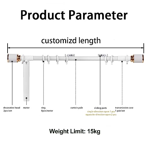 Zshine Electric Double Rods Customized Length(39-180 Inches) Smart Tuya Or Remote Control Motorized Poles For Living Room Bedroom Room Divider (Double Rods Black) #TOP1