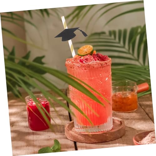 12 pitillos de papel negro flexibles para graduación miniatura 6