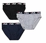 FILA 3 Pezzi Slip Uomo Elasticizzato - Disponibili Vari Colori - Slip Uomo Cotone - (IT, Testo, XL, Regular, Regular, 3 Pezzi Assortito 999)